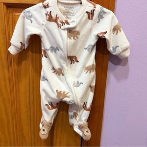 Carter's Cream and Brown Animal Print Footie
